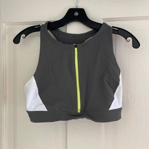 Athleta bathing suit top zip up high neck
